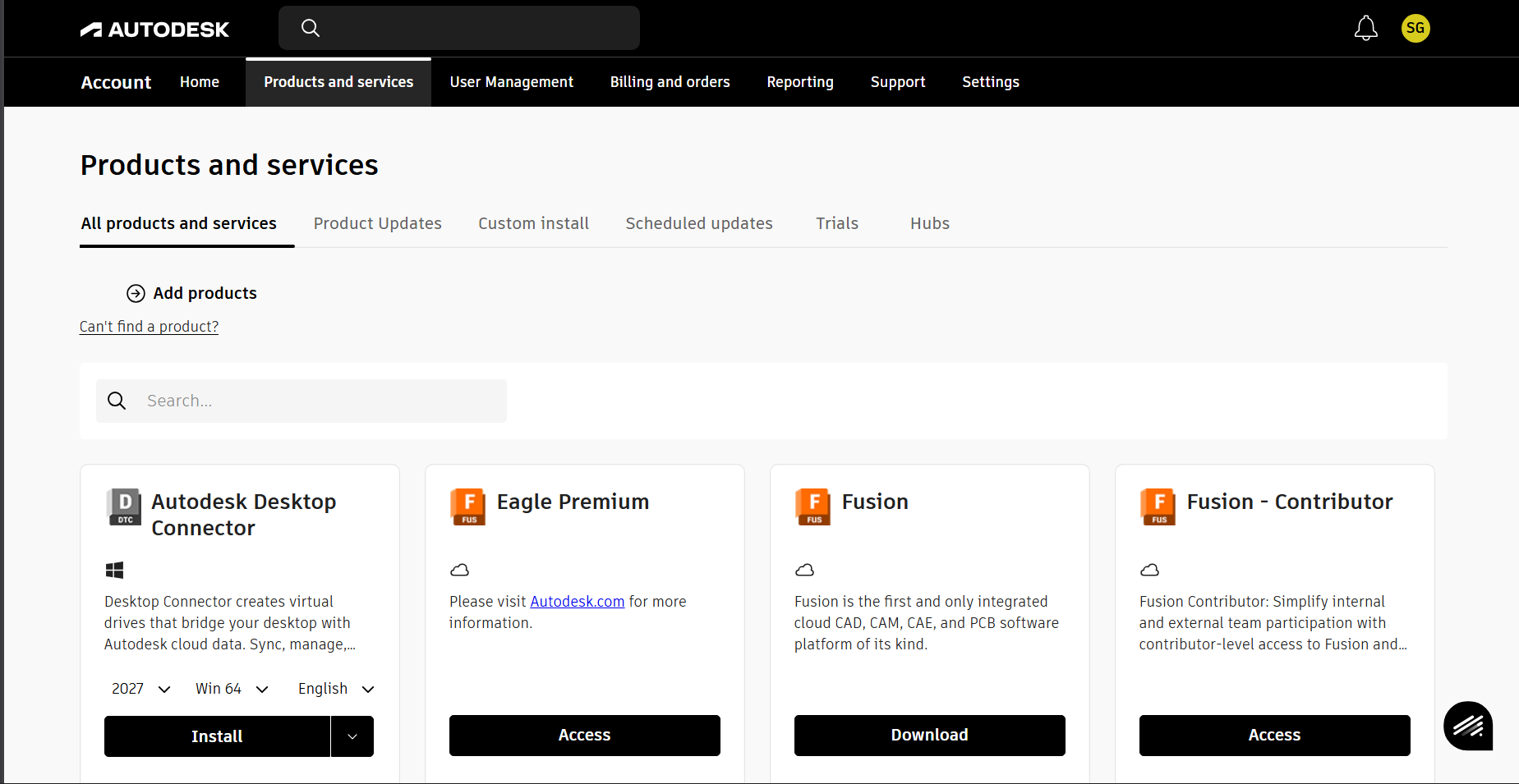 Fusion 360 download page